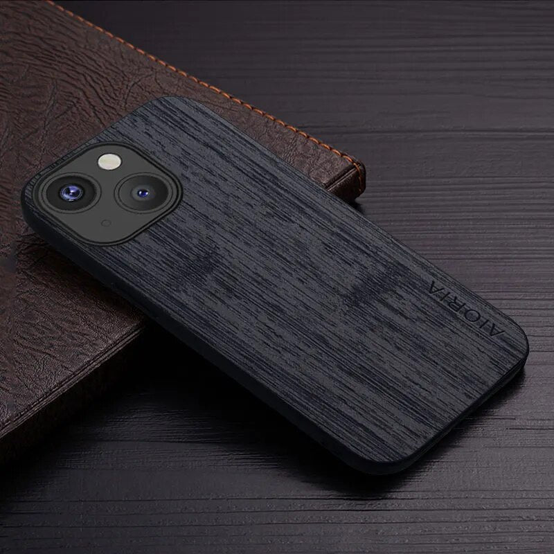 Wood Pattern Leather Iphone Case