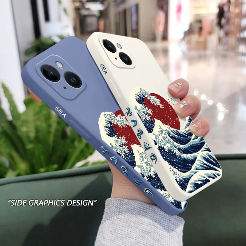 Red Sun Sea Waves Iphone Case