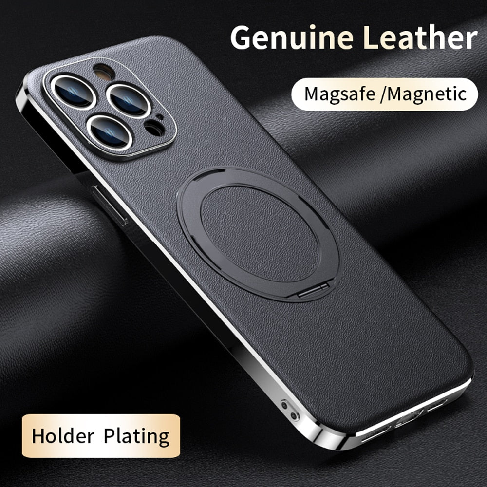 Magnetic Leather Holder Iphone Case