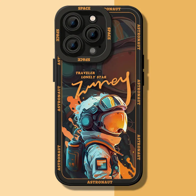 Black Cute Astronauts Iphone Case