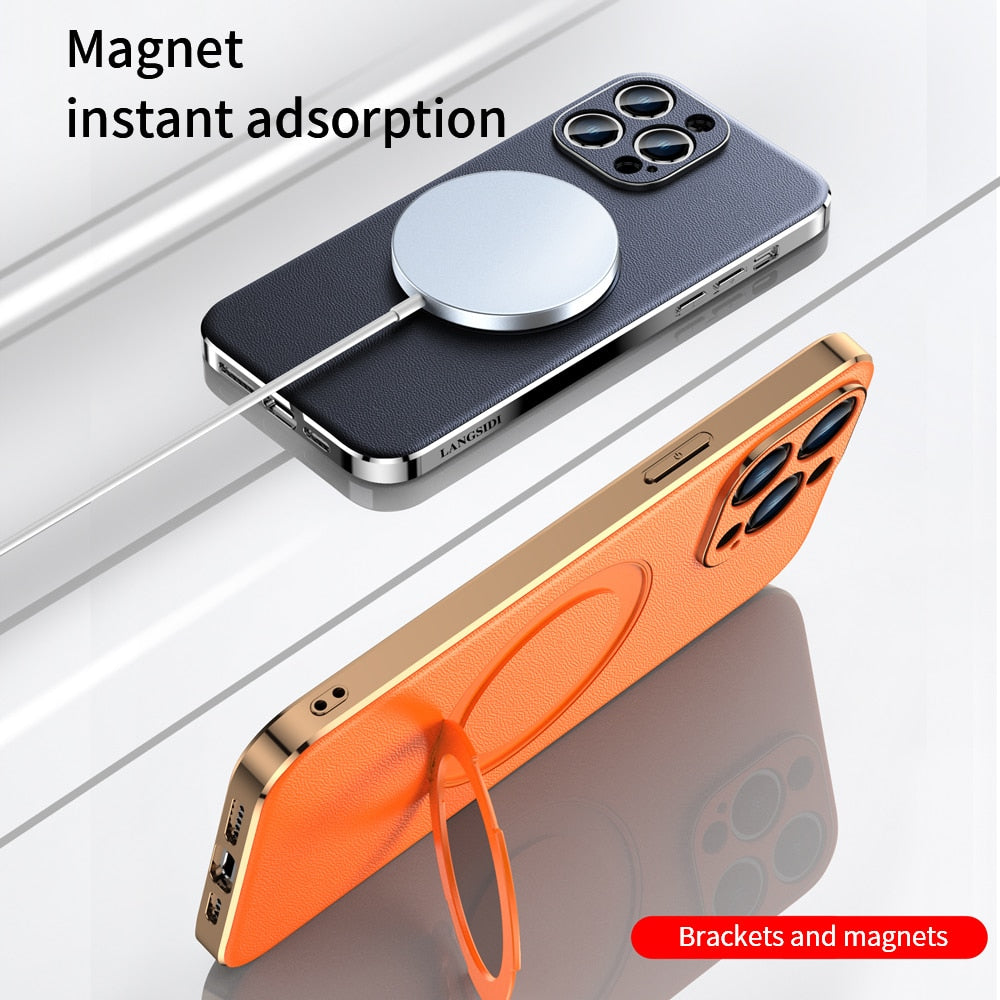 Magnetic Leather Holder Iphone Case