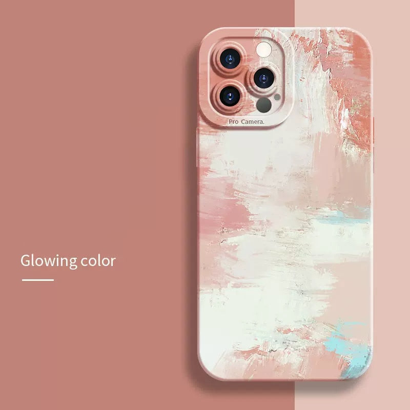 Oil Painting Flower Matte Silicone Phone Case For iPhone