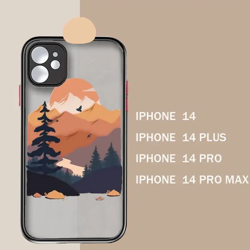 Mountain Tree Sunset art Iphone Case