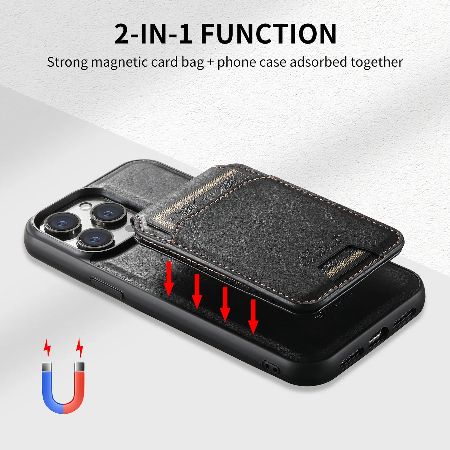 2 in 1 Detachable Card Holder Leather Iphone Case