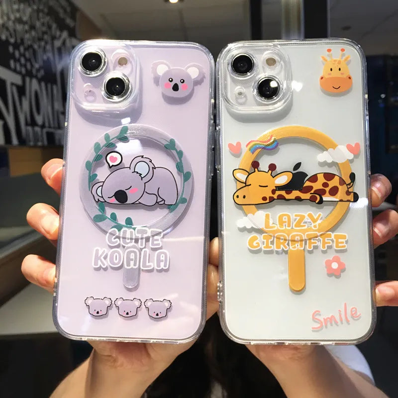 Cute Cartoon Animal Giraffe Koala Iphone Case