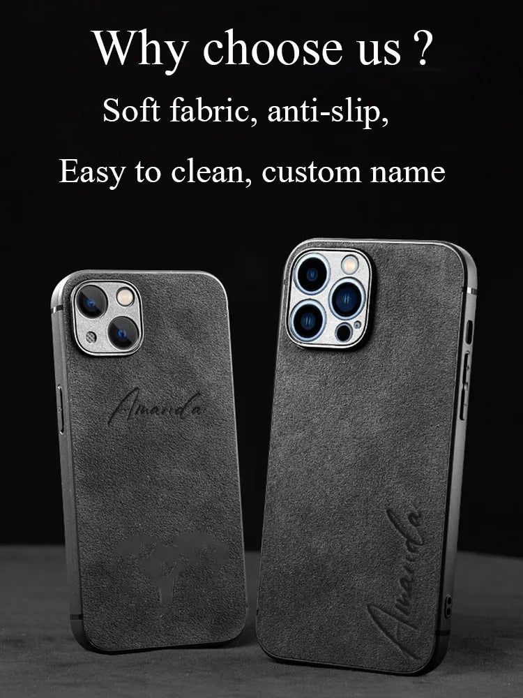 Personalise Luxury Lambskin Leather Iphone Case