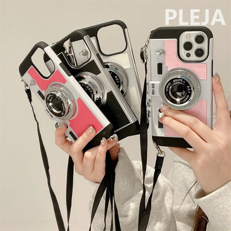 Fashion Crossbody Strap 3D Camera Iphone Case