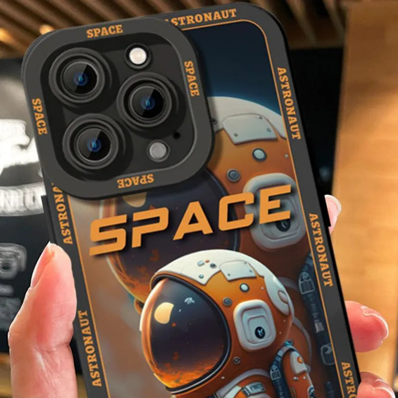 Black Cute Astronauts Iphone Case