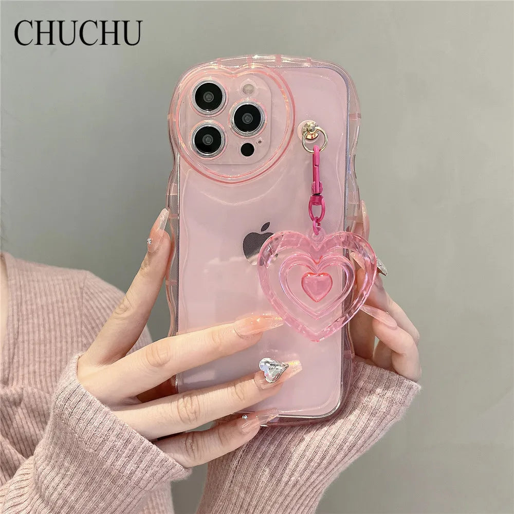 3D Love Heart Wave Clear Iphone Case