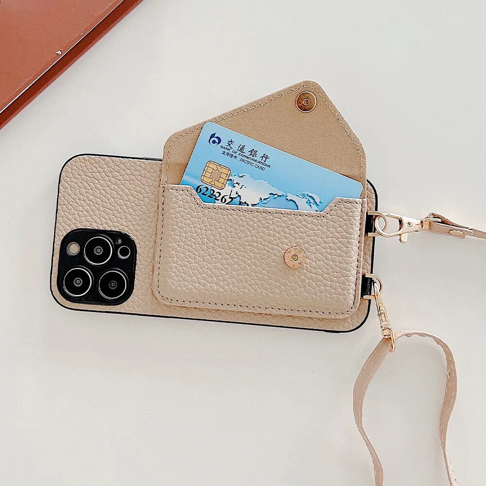 Luxury Crossbody Lanyard Belt Wallet Iphone Case